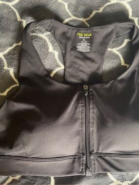 tek gear Black Front-Zip Racerback Sports Bra XL Like new!